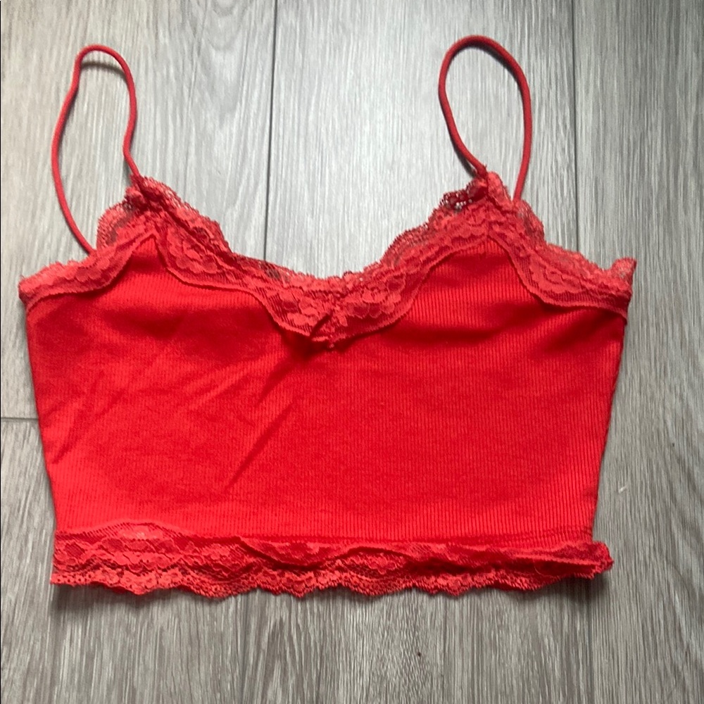 Windsor Red Lace Crop Camisole